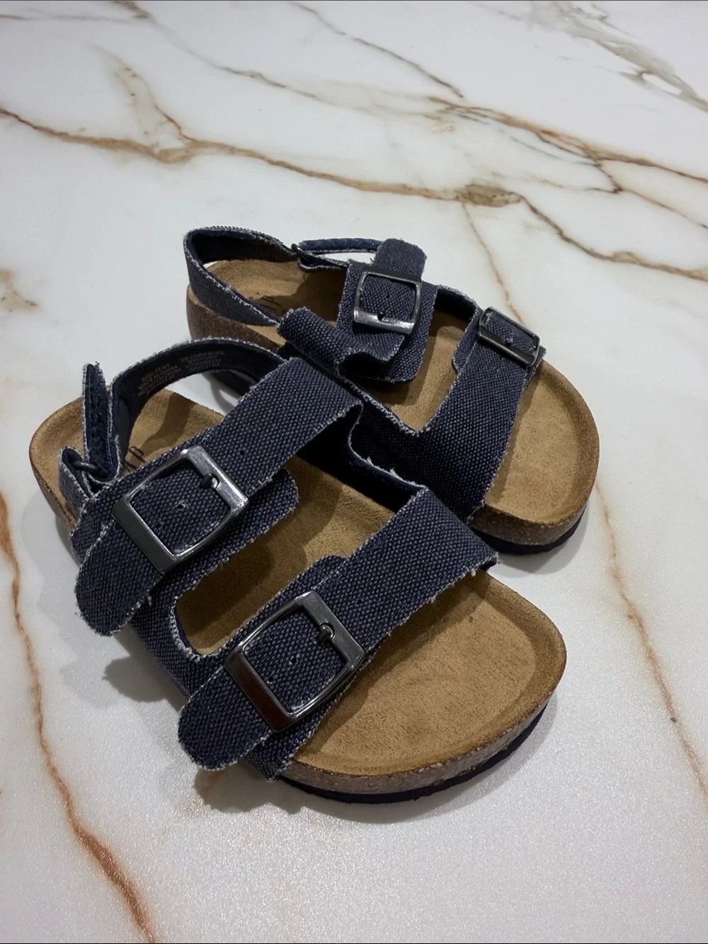 GAP Kids Navy Denim-Style Double Buckle Sandals